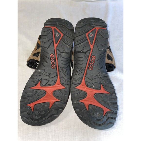 Ecco Men’s Strappy Sandals Sz 44 U.S. 11 M Brown Leather Hook & Loop Athleisure - Picture 6 of 12